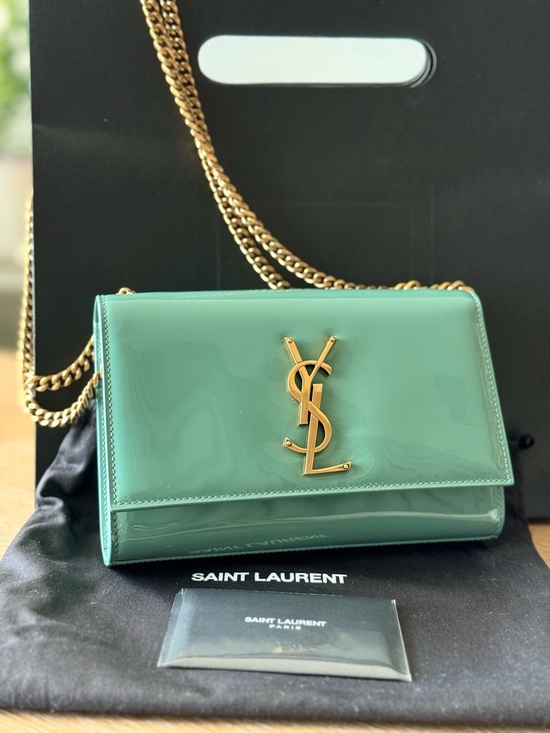 Saint Laurent Handbags - Saint Laurent Mint Green Patent Monogram Crossbody Bag